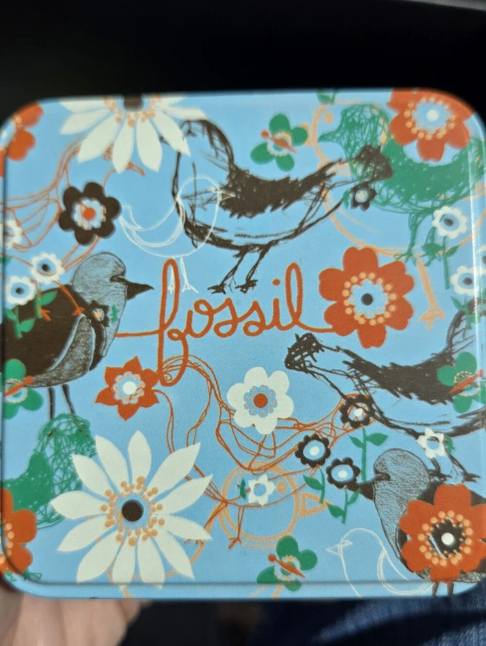 Fossil Collectible Watch Tin Empty Retro Metal Box, No Watch